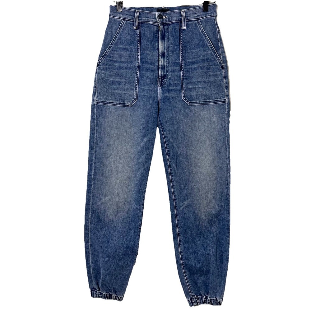 Mother Wrapper Patch Springy Ankle Jeans Womens 29 Medium Wash Denim Joggers - Picture 2 of 10